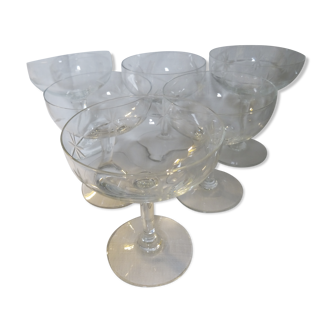 Lot de 6 coupes à champagne gravées