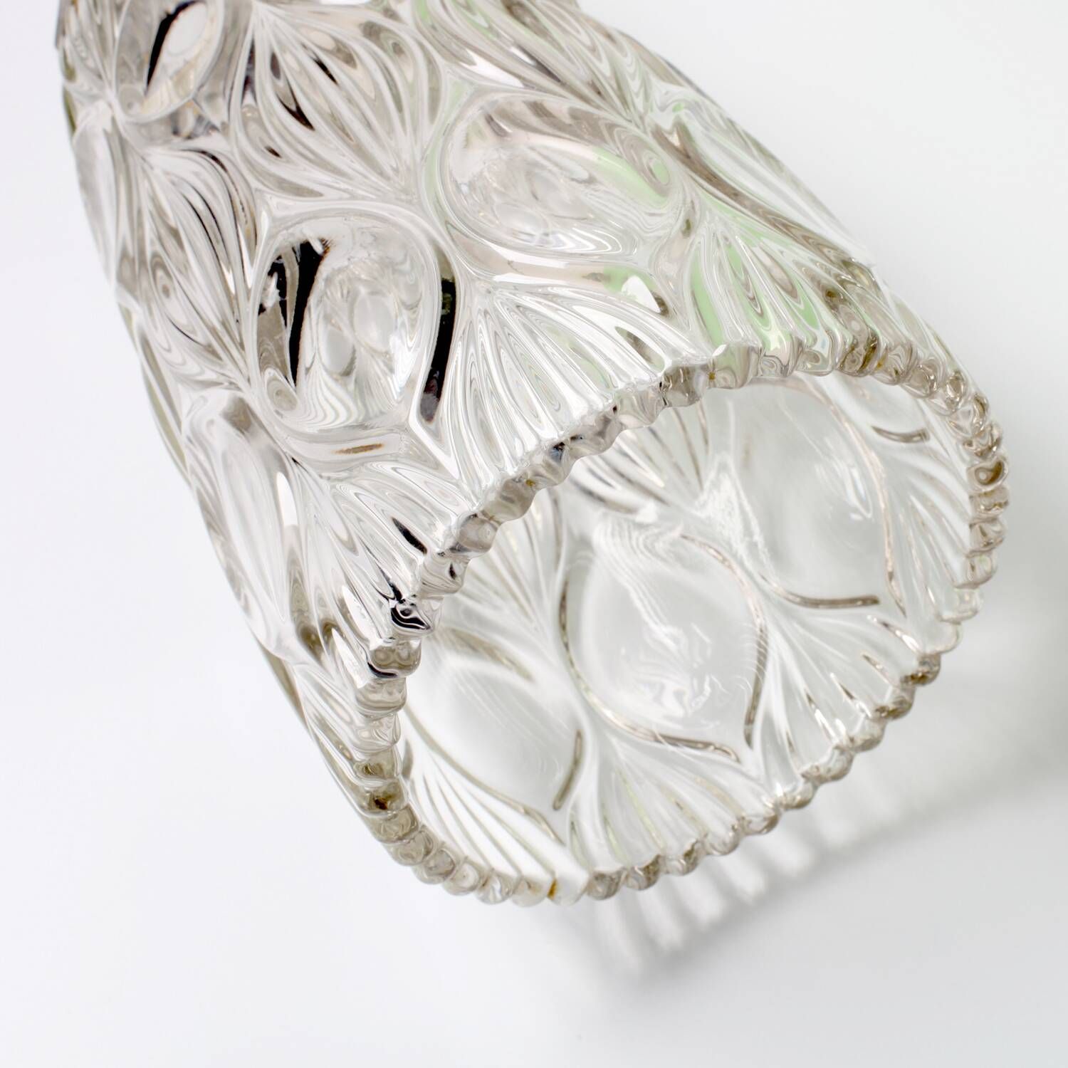 Vintage Clear Heavy Glass Vase by Rudolfova Huť / Czech Republic / 1960s