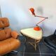 Table basse rotin et formica vintage 1970