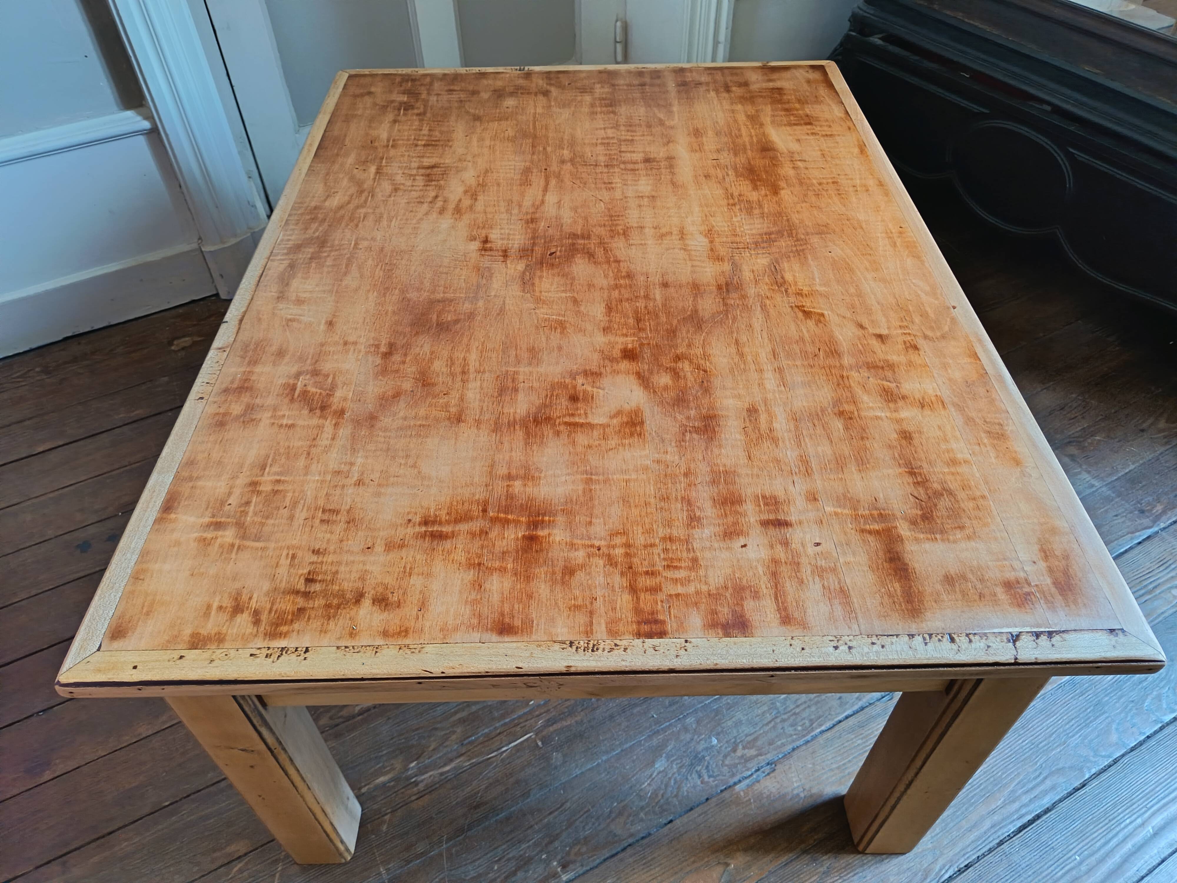 Table basse de ferme en bois patiné avec rallonge
