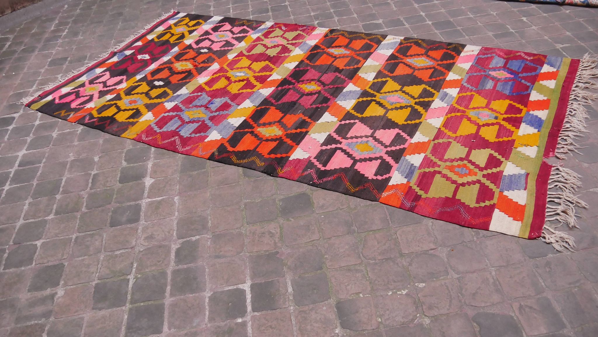 Old Oriental carpet kilim Anatolia 300 x 155 cm