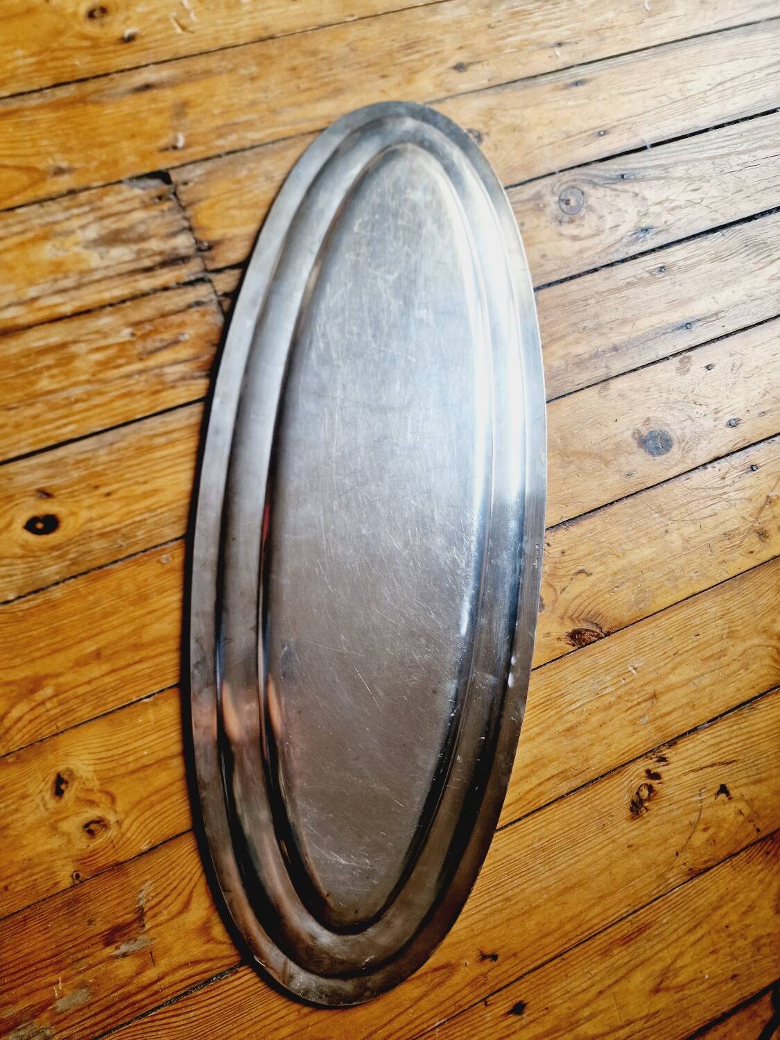 Large oval Christofle tray in silver metal