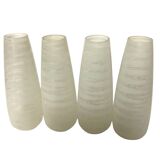 Set of 4 antique cone-shaped tulips in ribbed opaline glass for ap