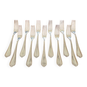 Ercuis - Set of 11 Sully table forks - silver-plated metal