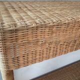 Wood and woven wicker console