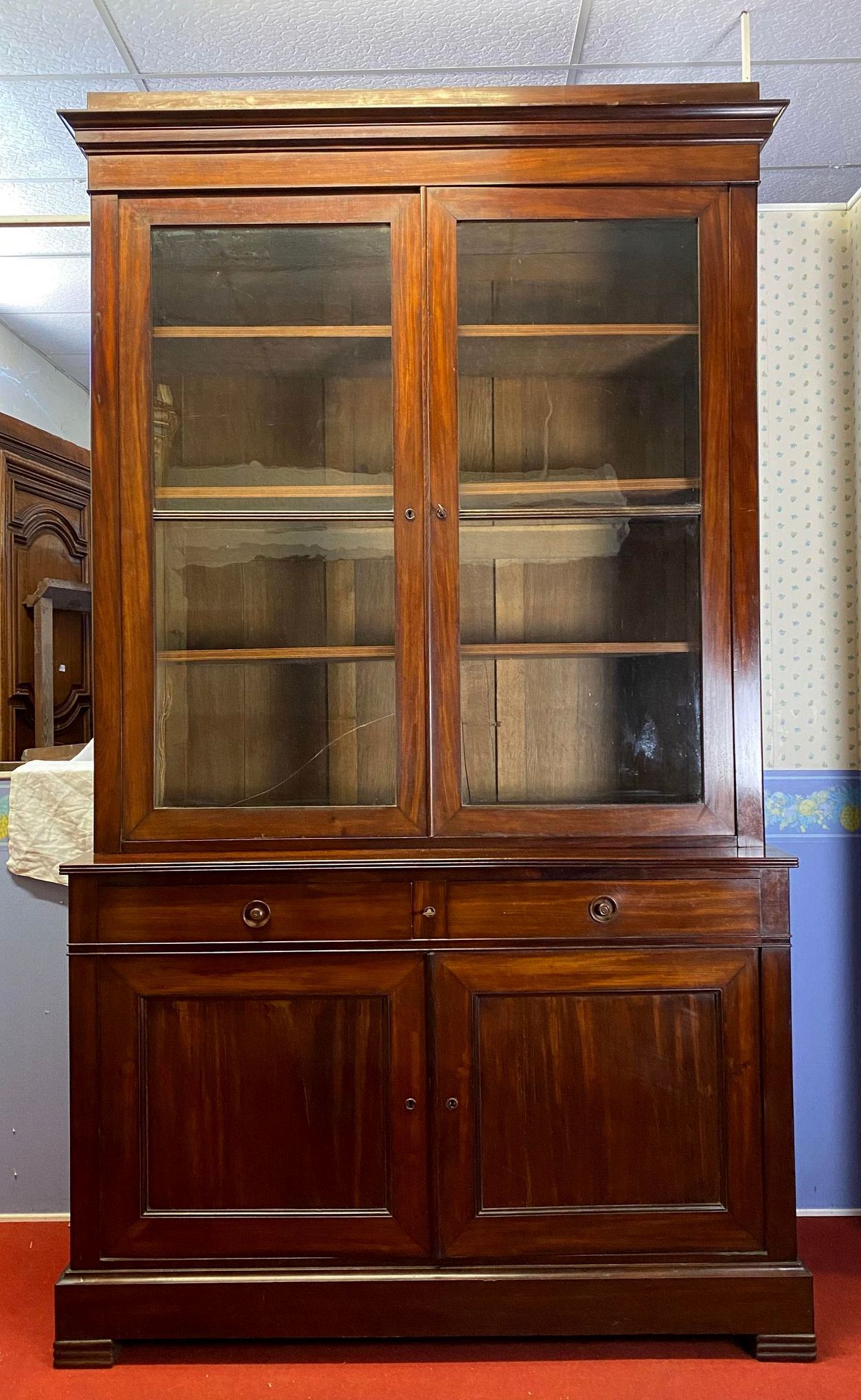 Louis Philippe period library in mahogany around 1830