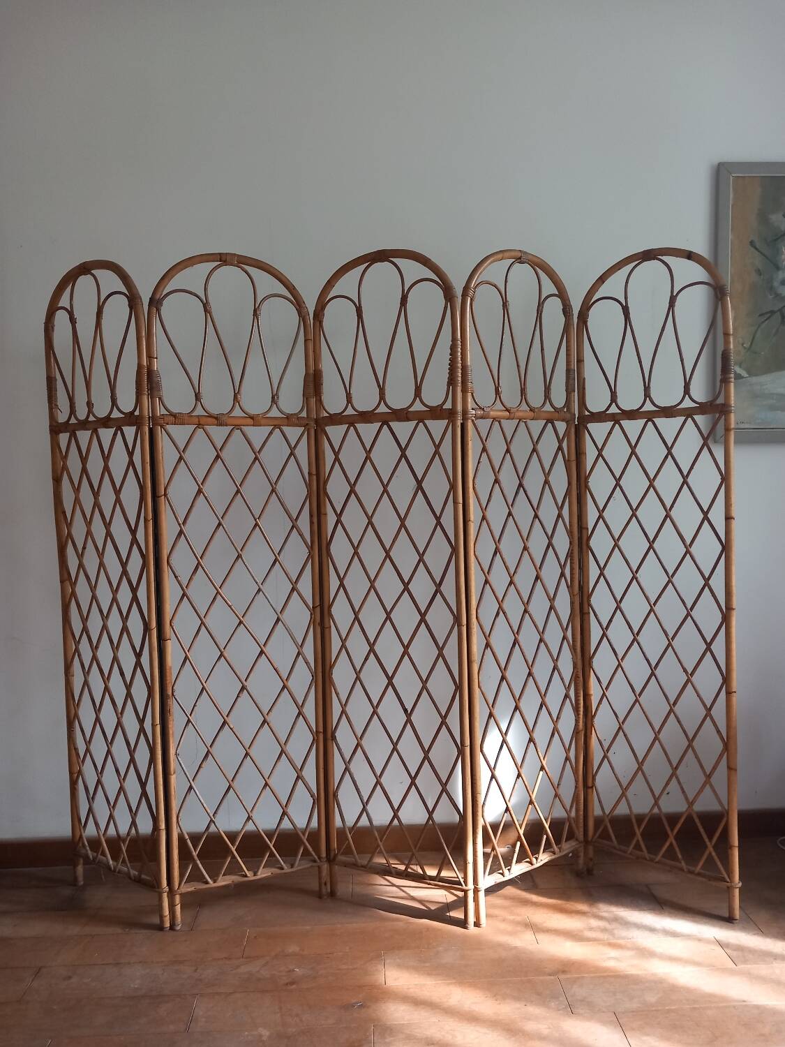 Paravent en rotin vintage