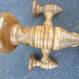 Pair of turned wooden candlesticks