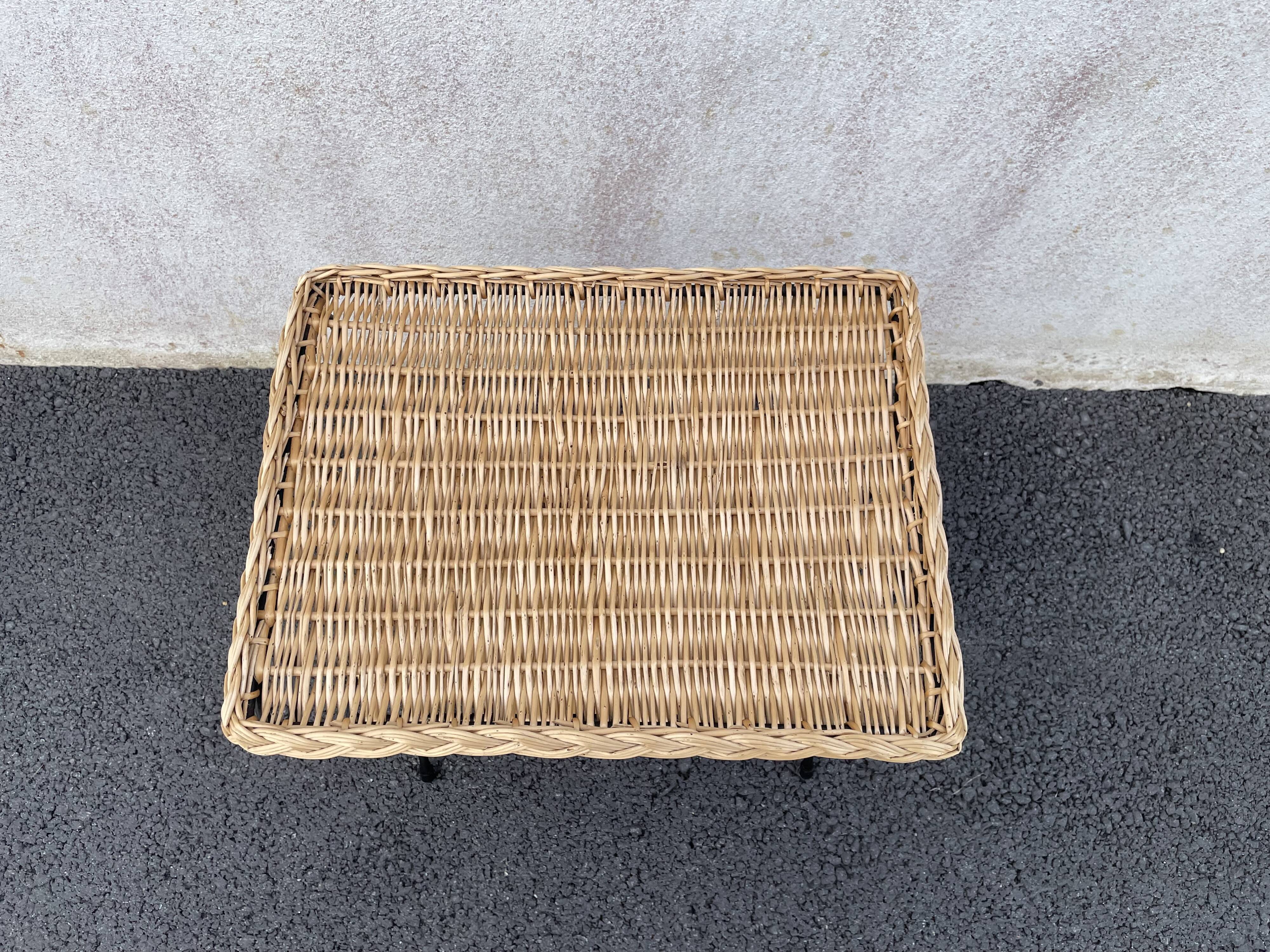 Wicker lyre side table