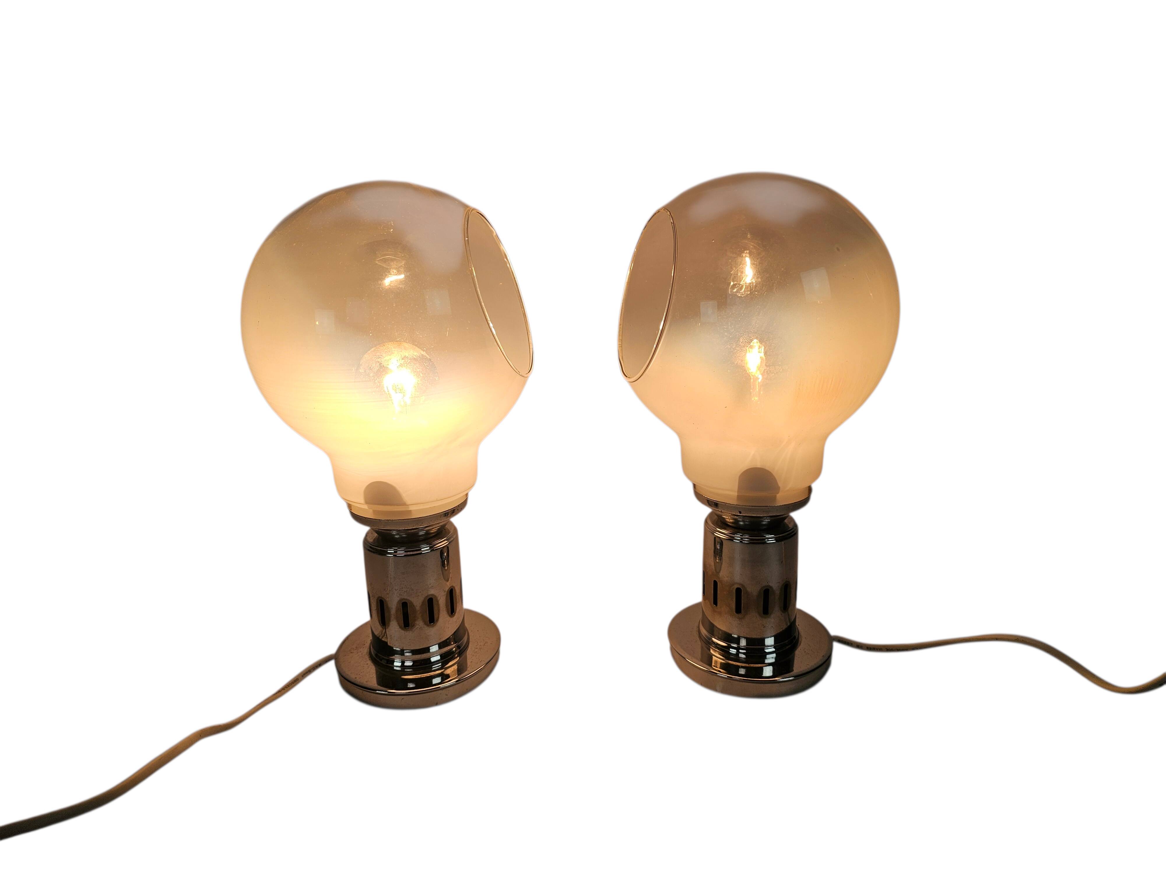 Murano - Mazegga - table lamps (2) set - glass - chrome - 60's