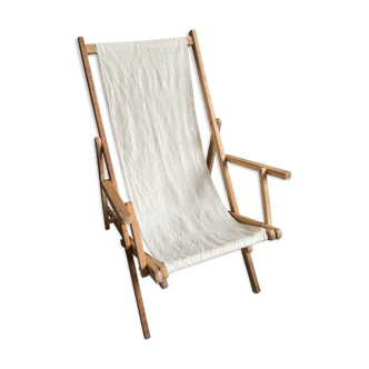 Beach deckchair - Chilean wood and cotton