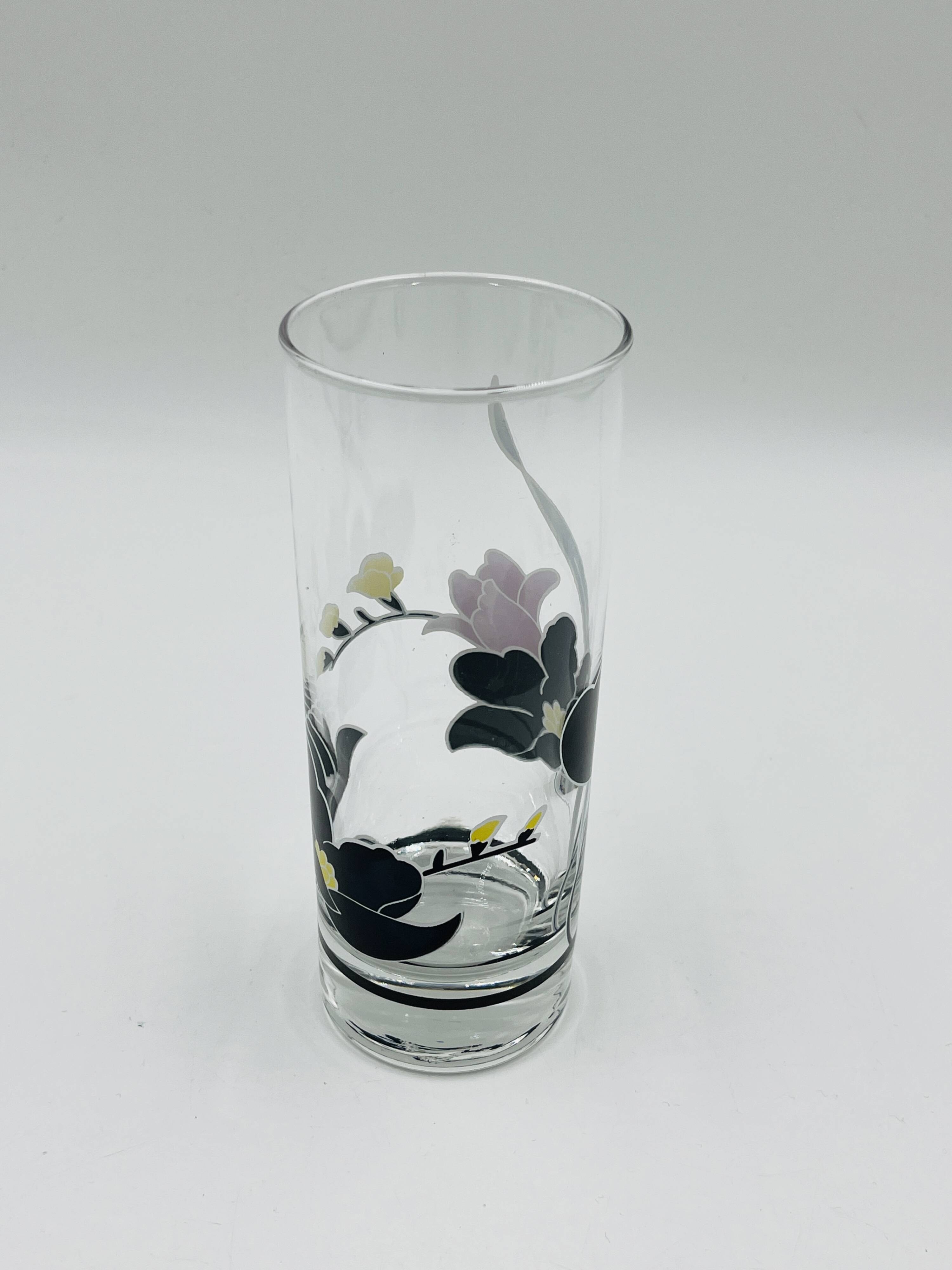 Service carafe glasses vintage floral decor