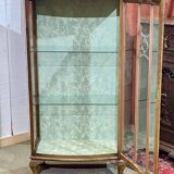 1950s English walnut display cabinet