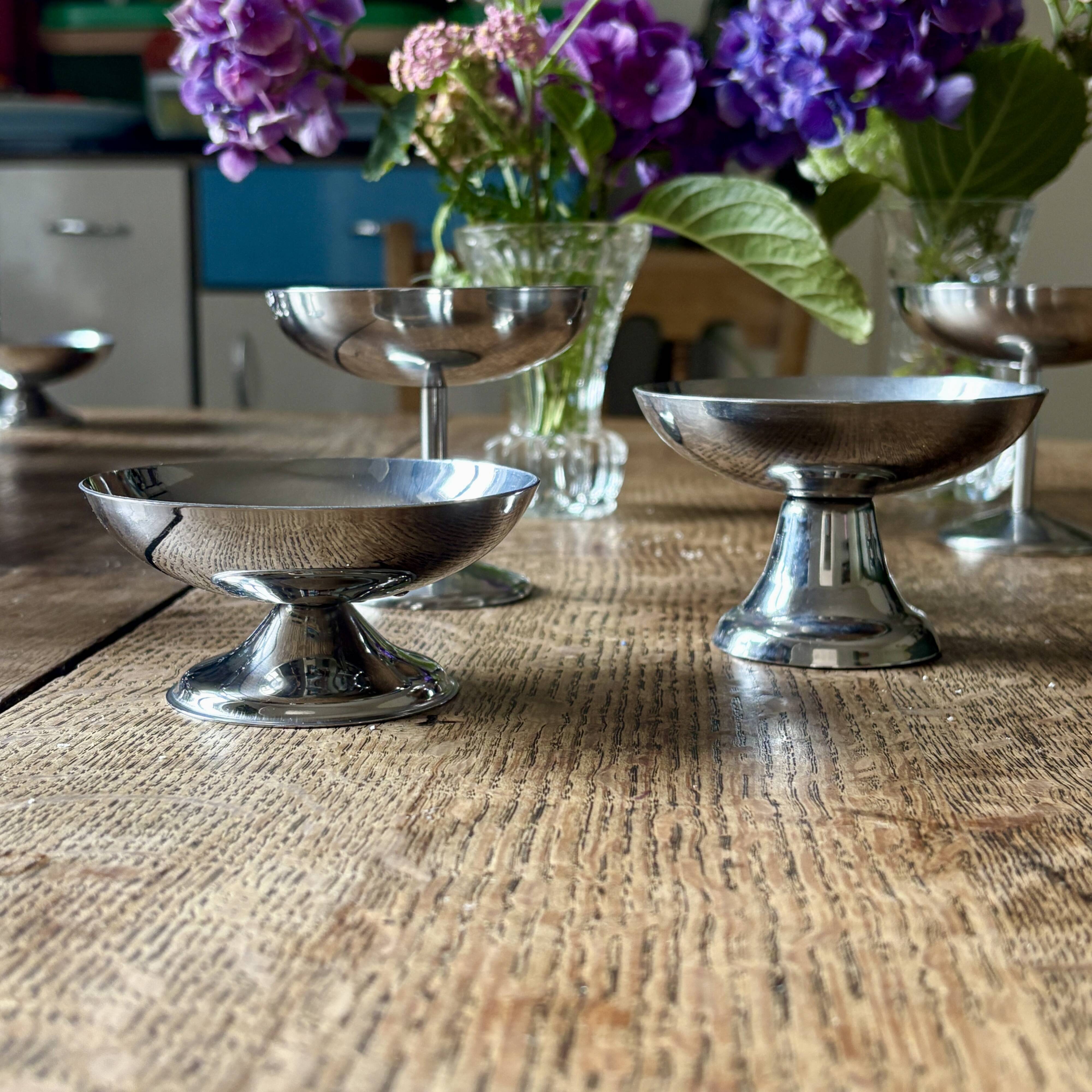 Set of 16 vintage stainless steel dessert cups