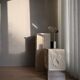 Reflect table lamp in chrome metal, contemporary work.
