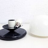 Mushroom lamp in marble and opaline glass