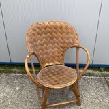 Children's armchair in woven chestnut