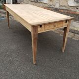 Table de ferme 2 tiroirs peuplier et chataignier