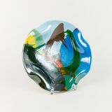 Multicolore glazed ceramic bowl, XL size, signed, Spanish mid-century design (60s-70s) ideal fruit centerpiece