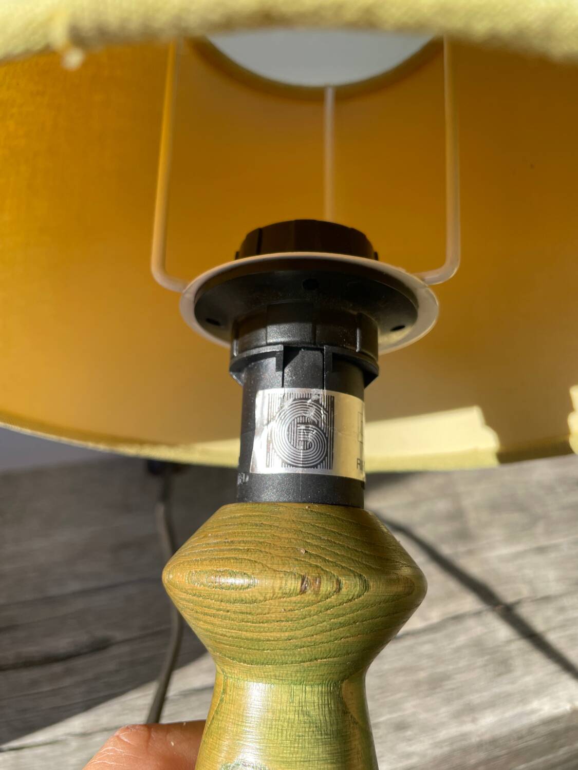 Italian green turned wood lamp, 1980