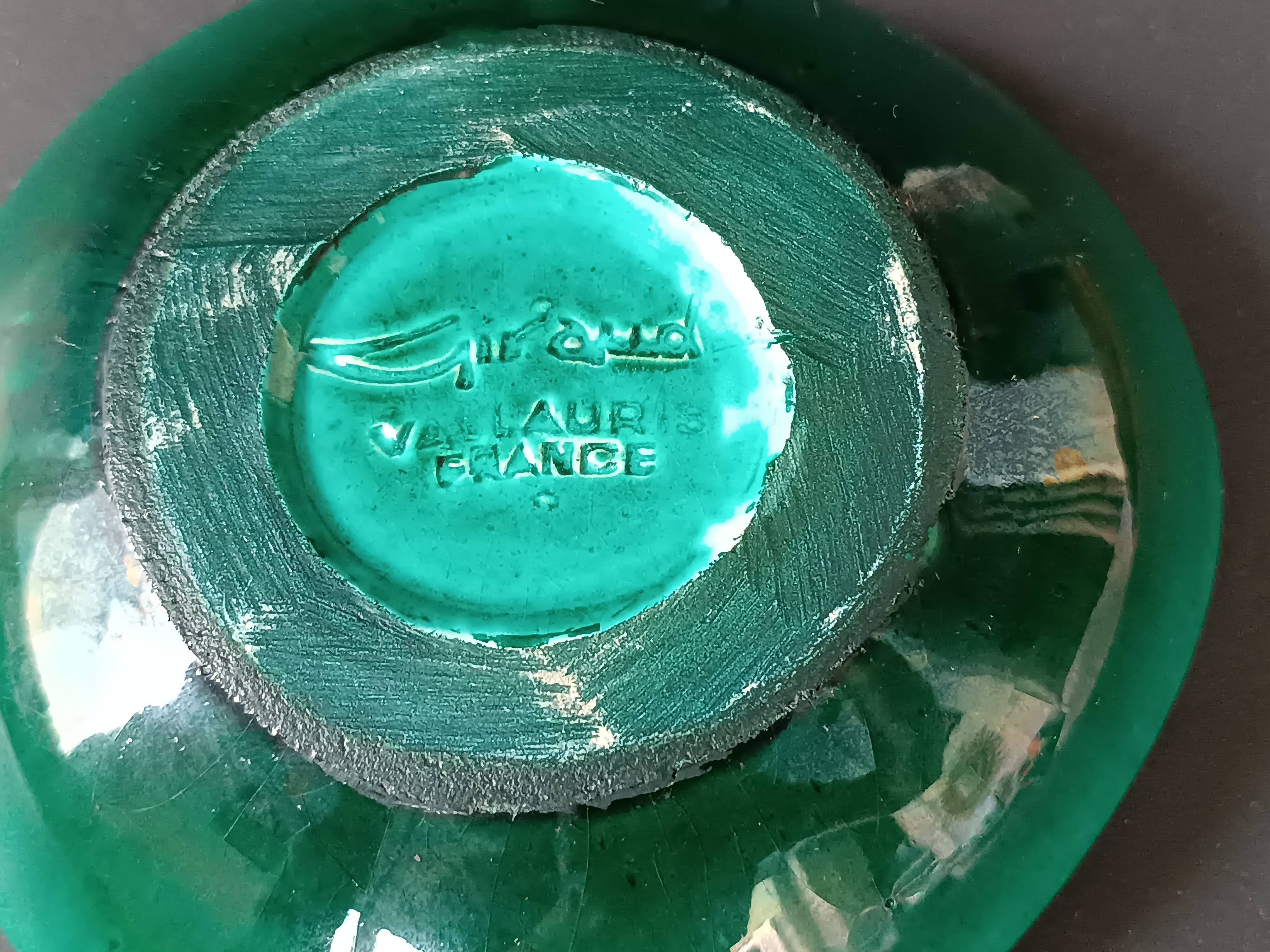 Turquoise glazed ceramic catchall by Giraud Vallauris 1960