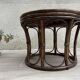 Pouf vintage rotin et cuir