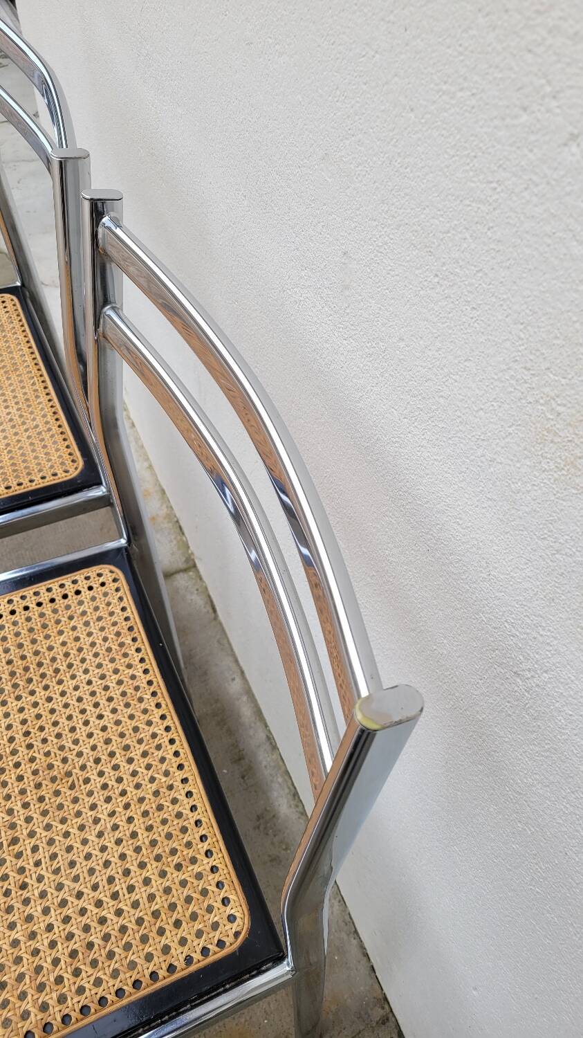 Paire de chaises en métal et cannage style Breuer ,1970