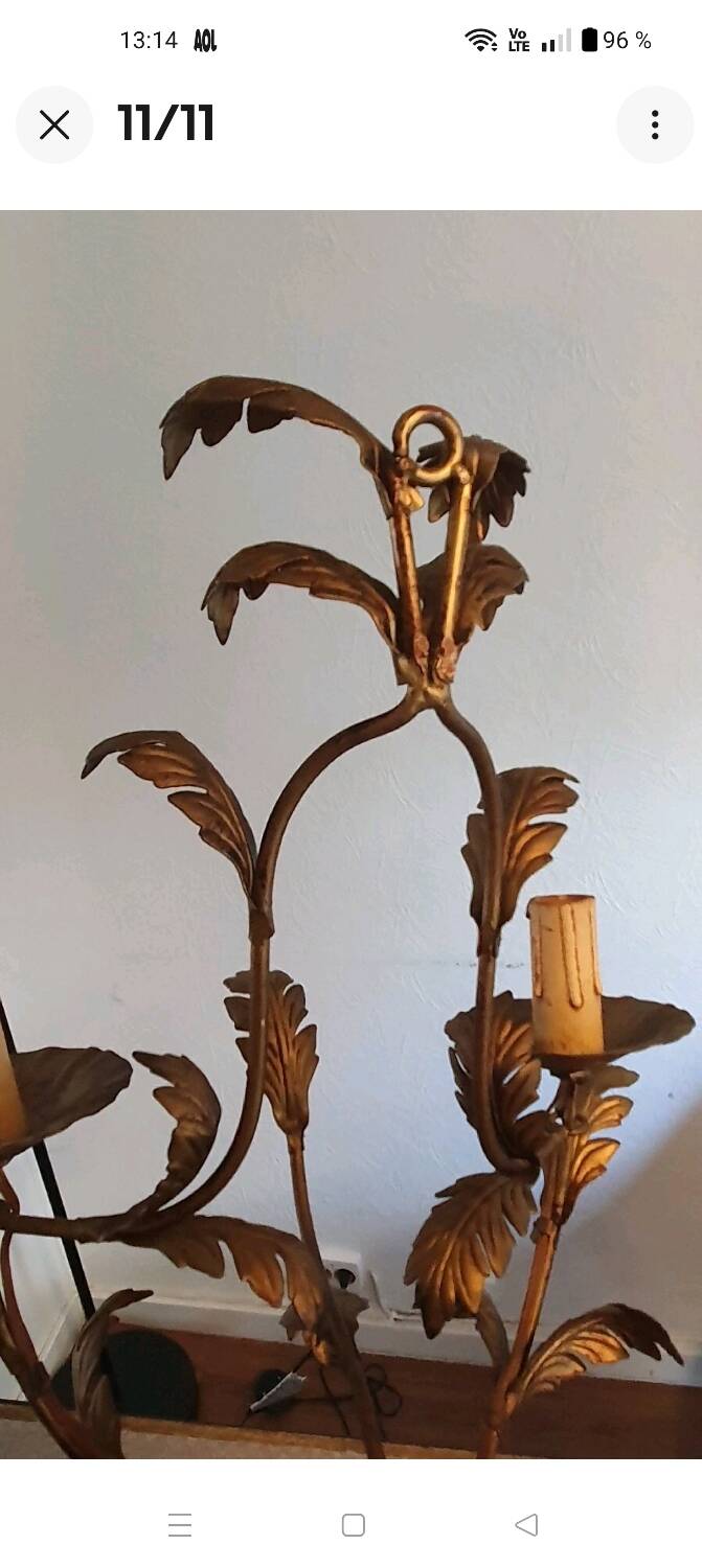 Pair of 1960s gold-tone metal wall sconces