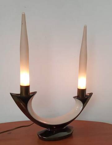 Verceram iridescent ceramic lamp France c.1960