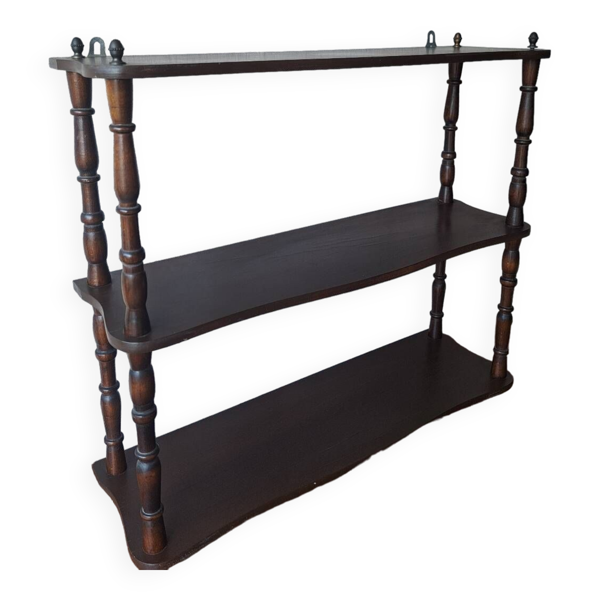 Vintage turned wood wall shelf