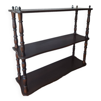Vintage turned wood wall shelf