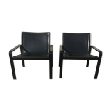 Pair of leather and metal chairs 70s