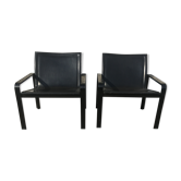 Pair of leather and metal chairs 70s