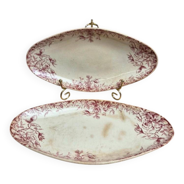 Set of 2 antique Gien Floréal ironstone dishes.