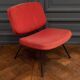 Pair of CM190 Pierre Paulin red and blue Thonet edition low chairs