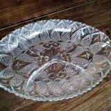 Vintage 4-compartment chiseled glass aperitif dish