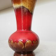 Vintage KIL Ceramic Vase: Red & Brown Lava Glaze, 1970s Yugoslavia