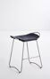 Contemporary Kitchen Counter Barstool Old Silver Steel & Navy Blue Leather
