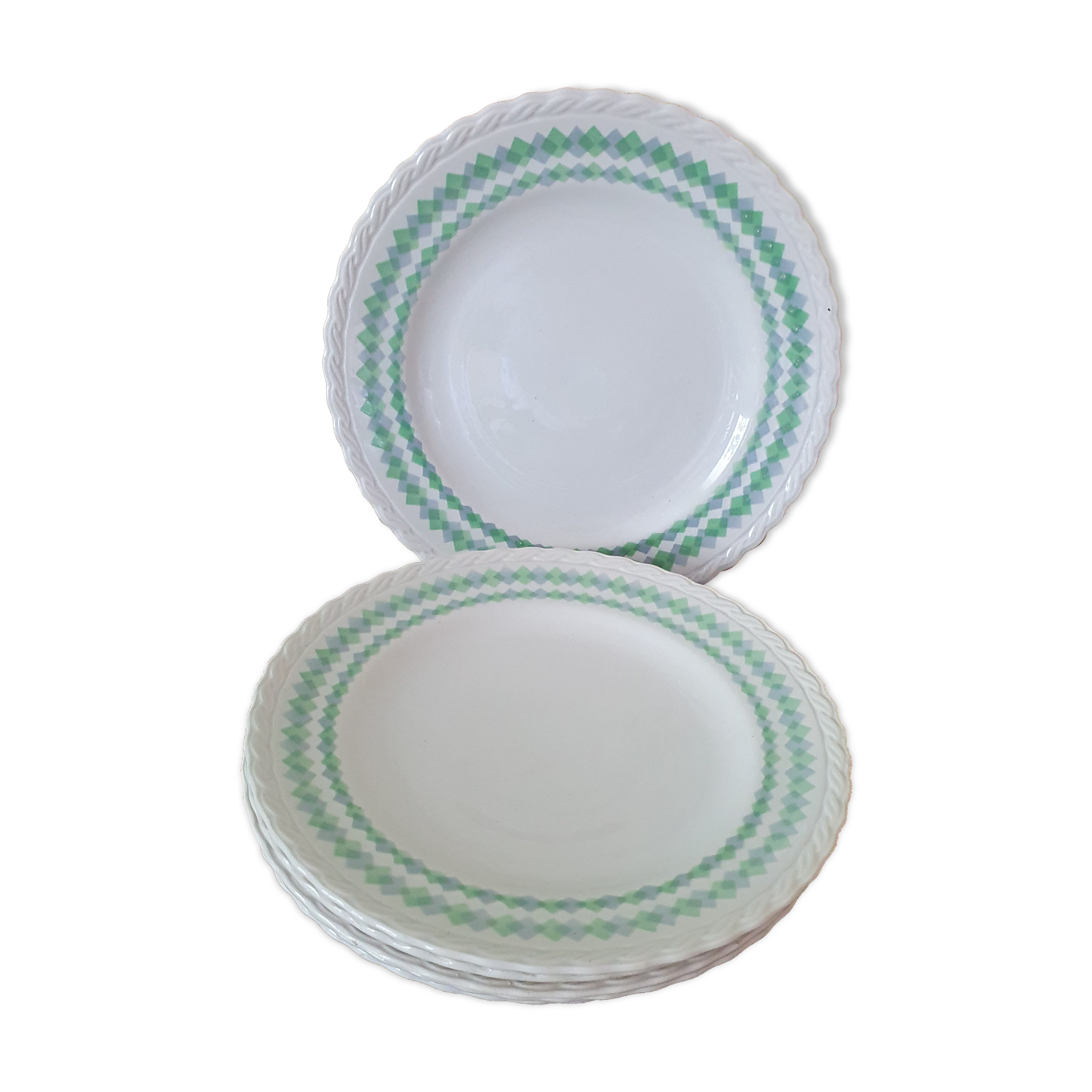 Set of 6 flat plates, L'Amandinoise