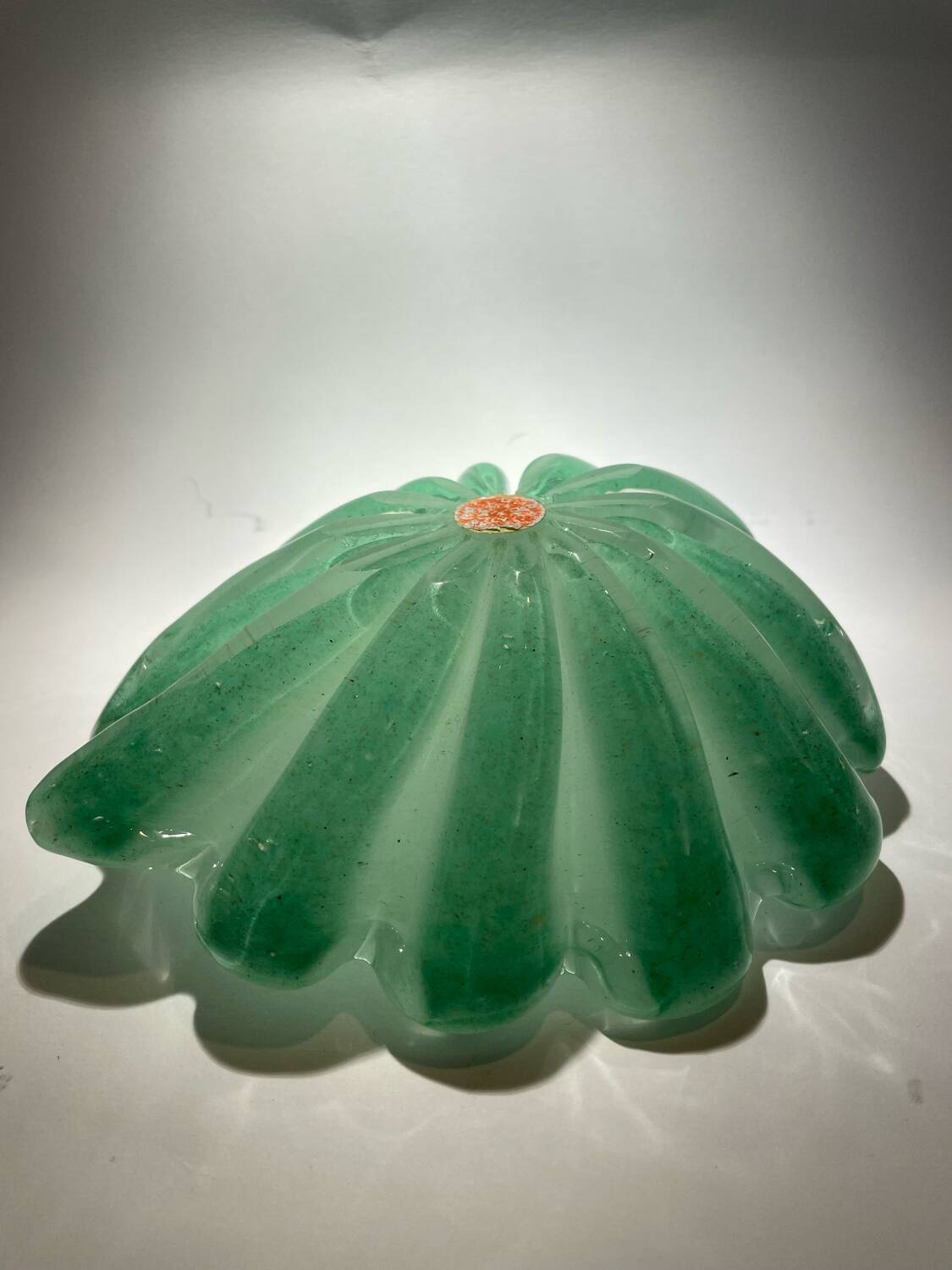 Sommerso ashtray lined with opaline green, Murano