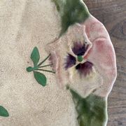 Footed dish in slip, pansy compote dish, Choisy le Roi