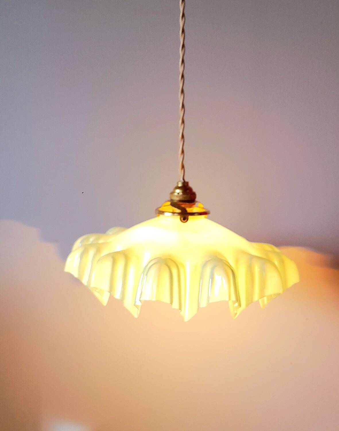 Art deco opaline pendant light