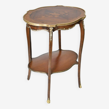 Louis XV style pedestal table with inlaid flower decoration