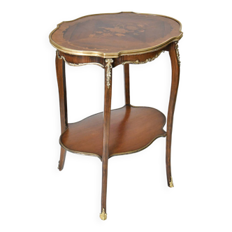 Louis XV style pedestal table with inlaid flower decoration