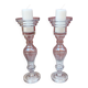 Pair of large glass candlesticks