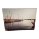 Old 70s marina landscape boats laminated