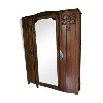 Armoire chêne porte vitrée