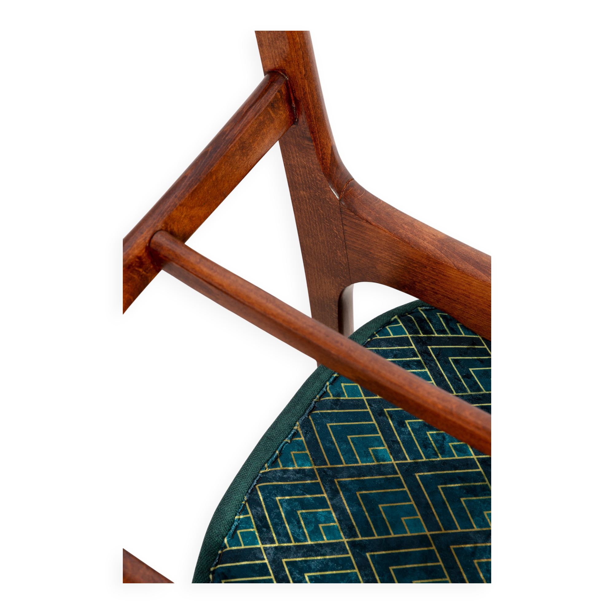 Green velvet Mid-Century chair designed by Rajmund Hałas, Poland, 1960s.