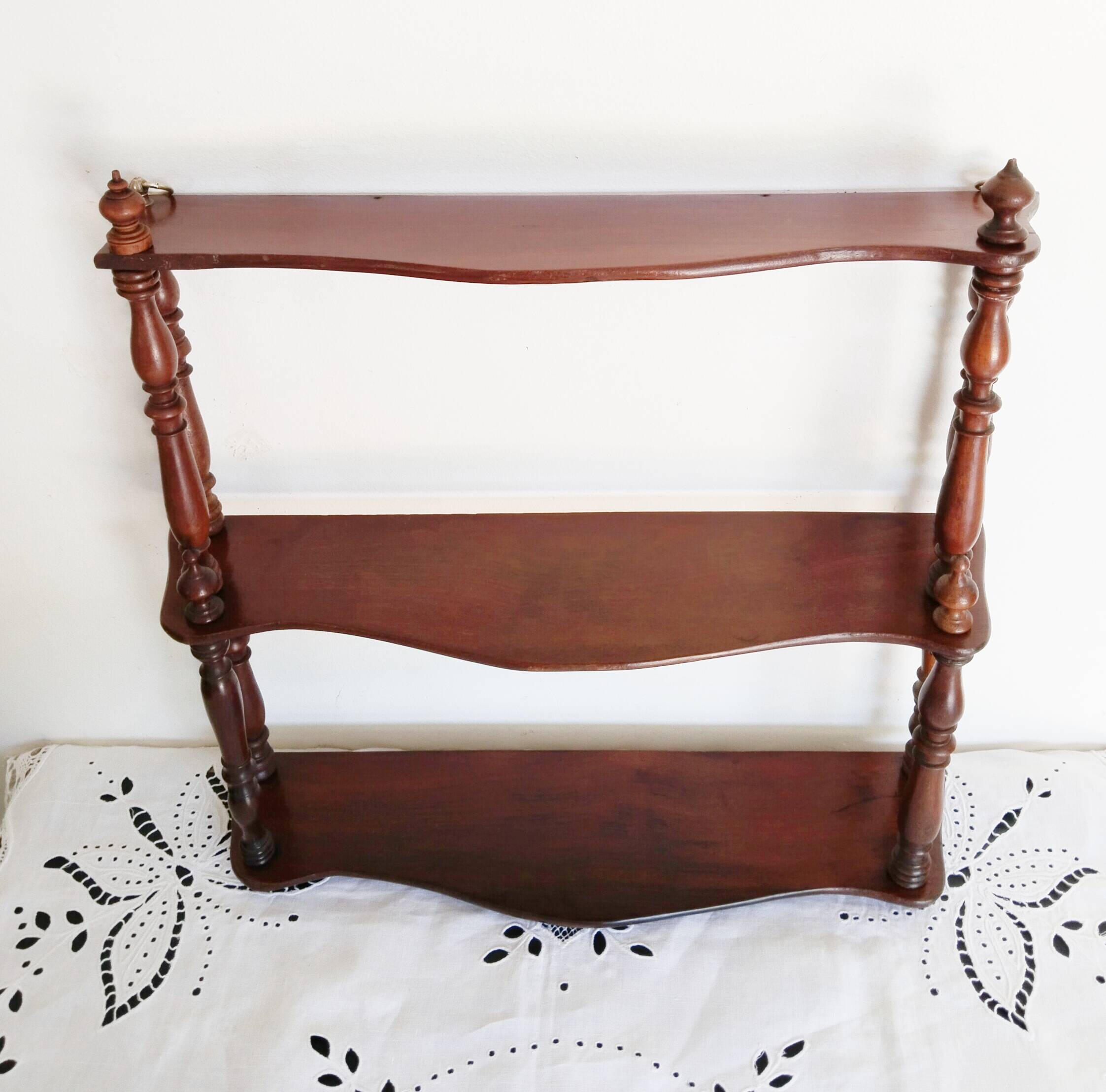 Waxed wooden shelf, vintage, 1950s