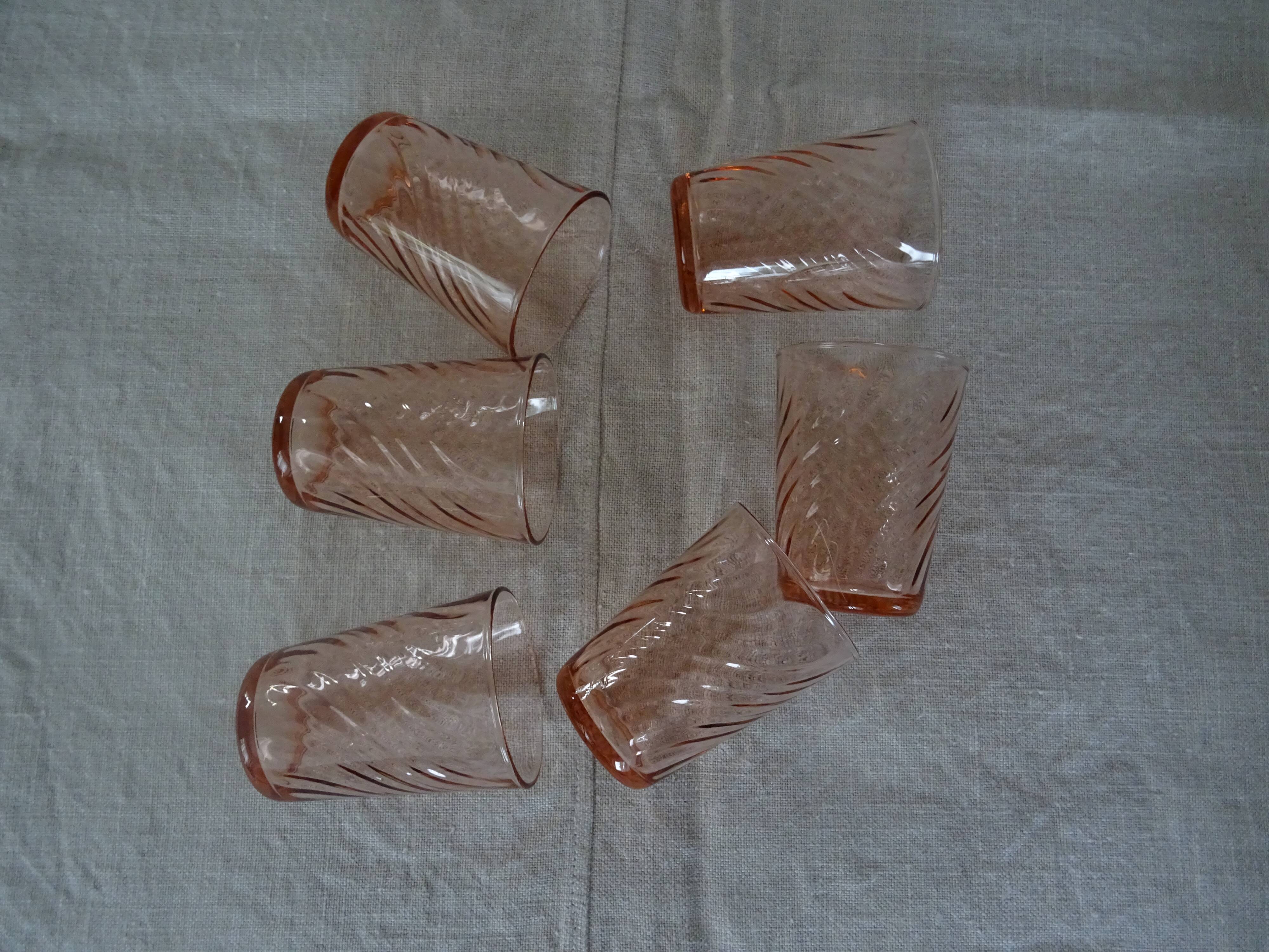 6 verres roses forme gobelet Rosaline Arcoroc Luminarc  vintage